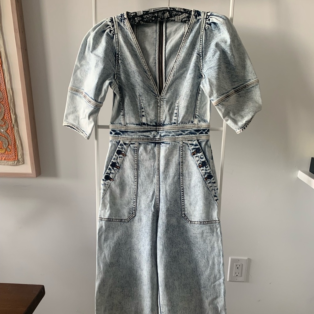 Ulla Johnson Jasper Acid-Washed Denim Jumpsuit